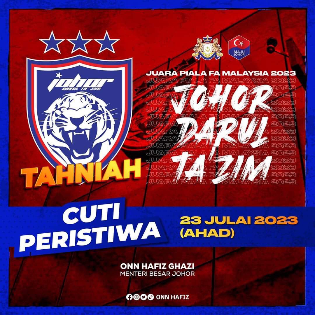 You are currently viewing Cuti Peristiwa JDT Juara Piala FA Malaysia 2023