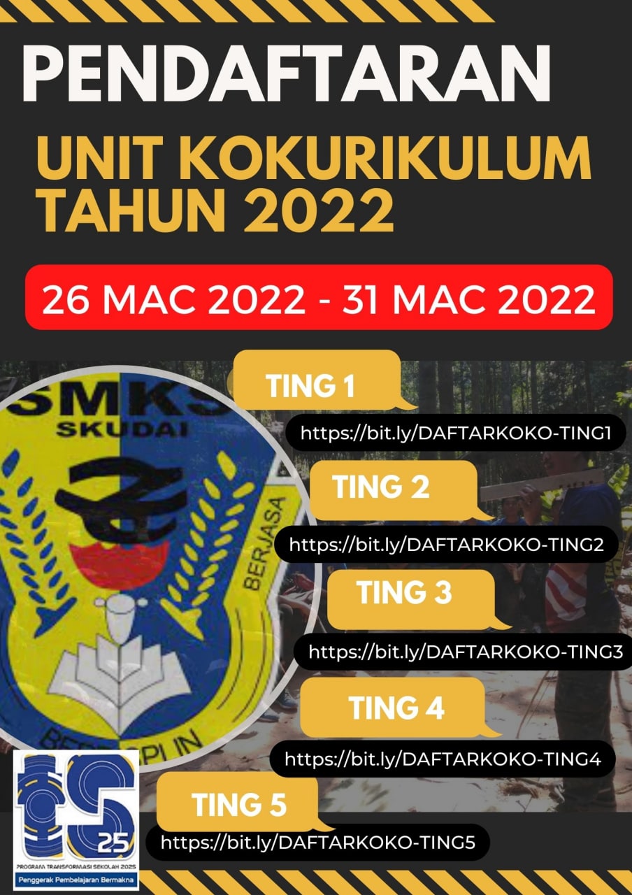 You are currently viewing PENDAFTARAN UNIT KOKURIKULUM TAHUN 2022 (26 MAC 2022-31 MAC 2022)